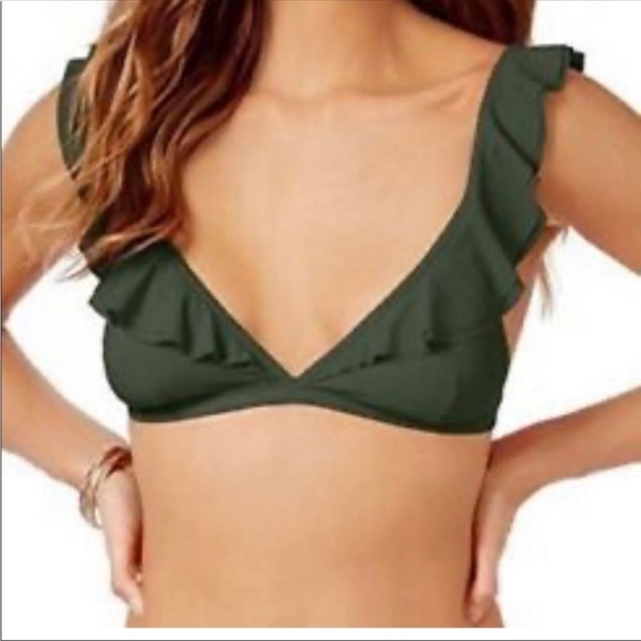 MICHAEL Michael Kors Other - ‘Michael’ Michael Kors Green Ruffle Triangle Bikini Top Size Medium EUC